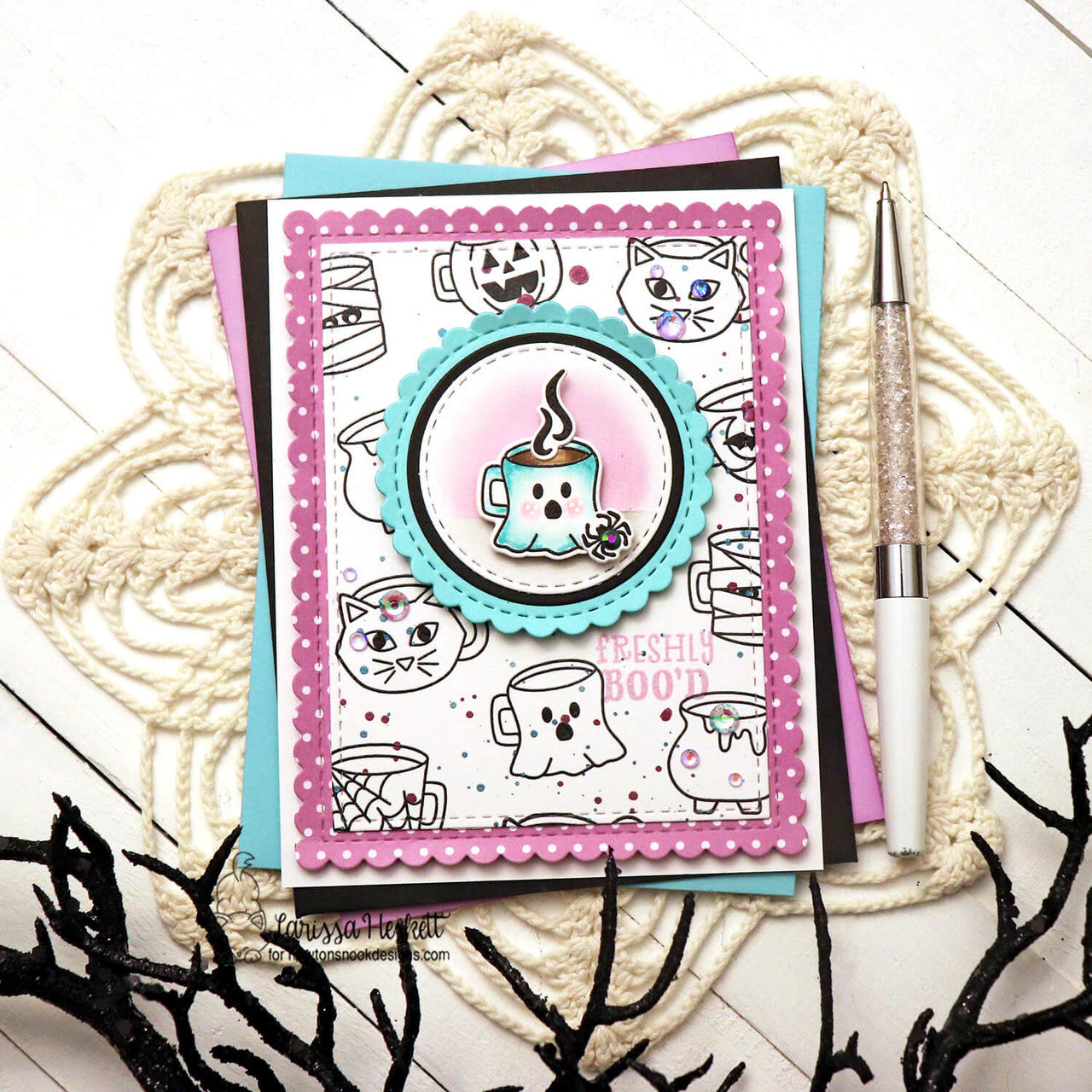 Newton's Nook Designs Spooky Coffees Clear Stamp and Die Set ghosts