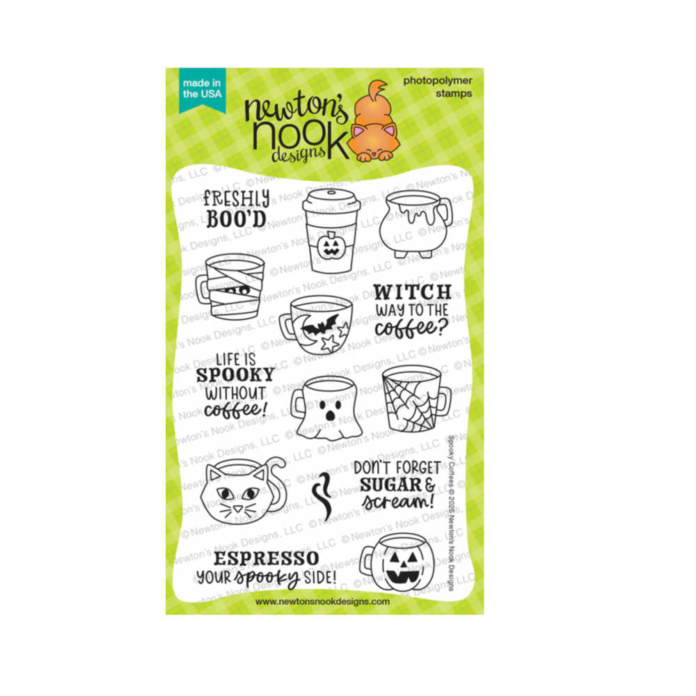 Newton's Nook Designs Spooky Coffees Clear Stamp and Die Set image 1