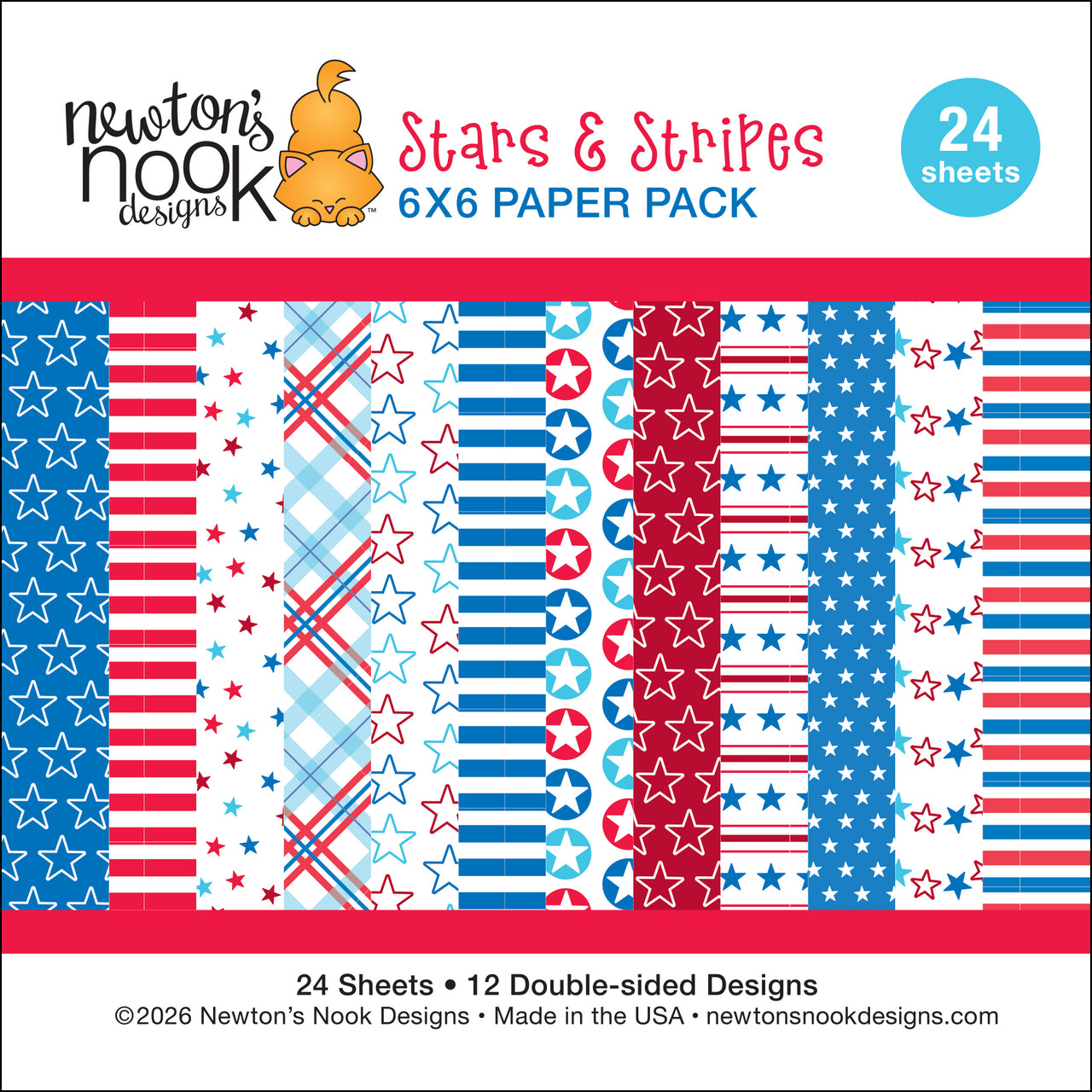 Newton's Nook Designs Stars and Stripes 6x6 inch Paper Pad nn2606p01