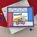 Newton's Nook Designs Stars and Stripes 6x6 inch Paper Pad nn2606p01 dog and cat in wagon