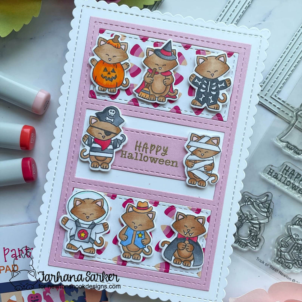 Newton's Nook Designs Trick or Treat Newton Clear Stamp and Die Set happy halloween