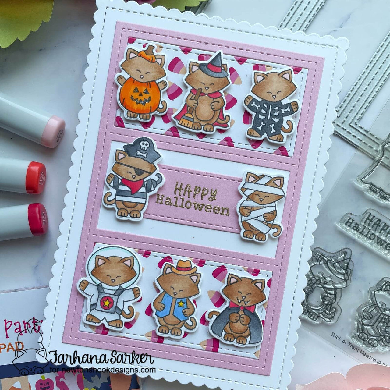 Newton's Nook Designs Trick or Treat Newton Clear Stamp and Die Set happy halloween