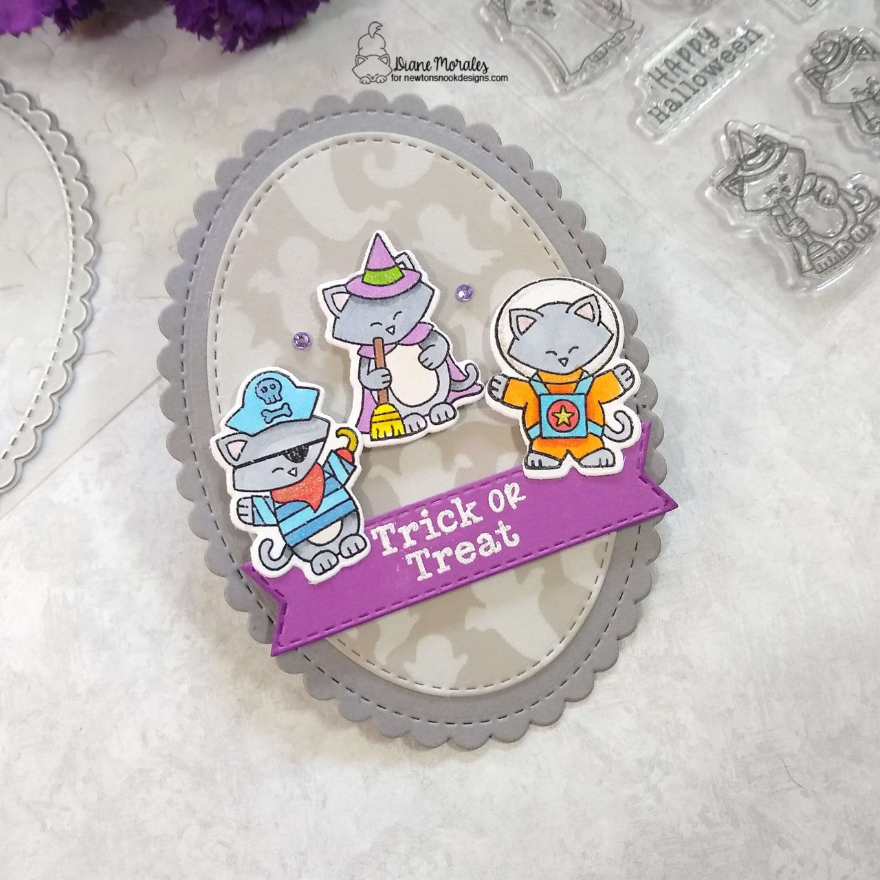Newton's Nook Designs Trick or Treat Newton Clear Stamp and Die Set pirate