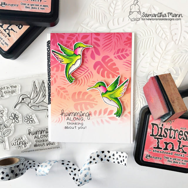 Newton's Nook Designs Tropical Leaves Stencil nn1707t02 hummingbirds