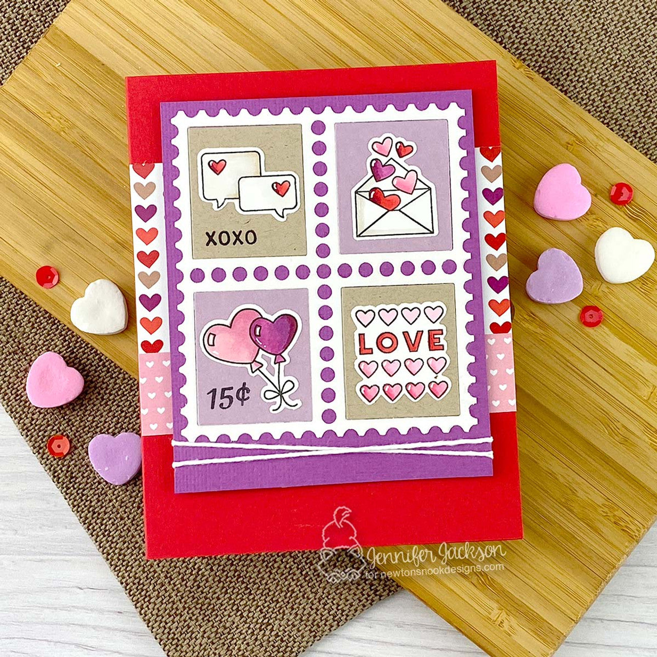 Newton's Nook Designs Valentine Postage Sampler Clear Stamp and Die Set mail