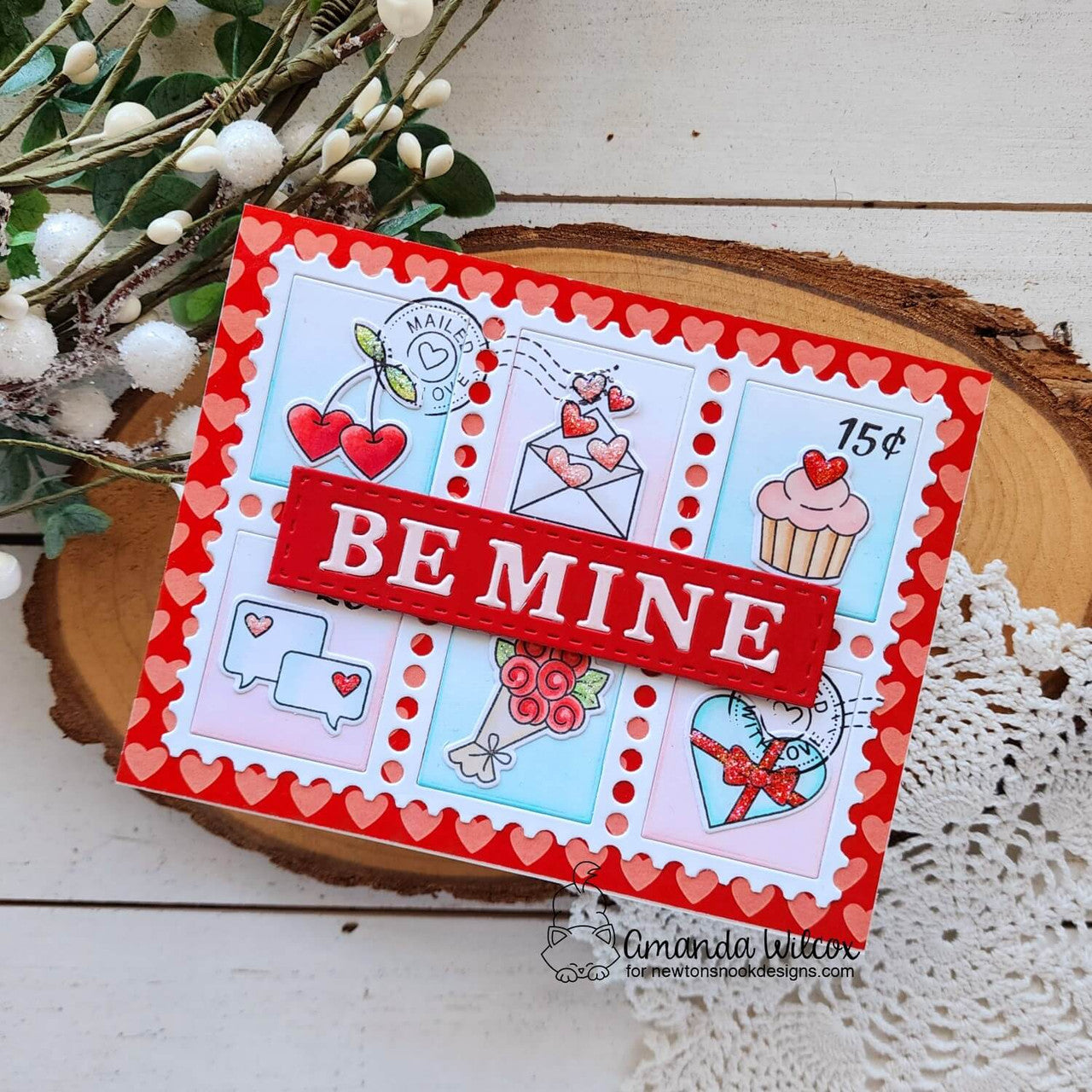 Newton's Nook Designs Valentine Postage Sampler Clear Stamps nn2412s03 be mine