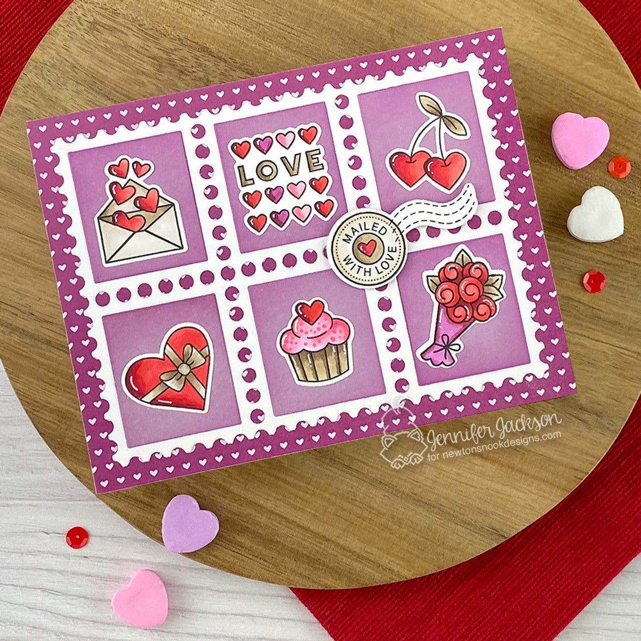 Newton's Nook Designs Valentine Postage Sampler Clear Stamps nn2412s03 flowers