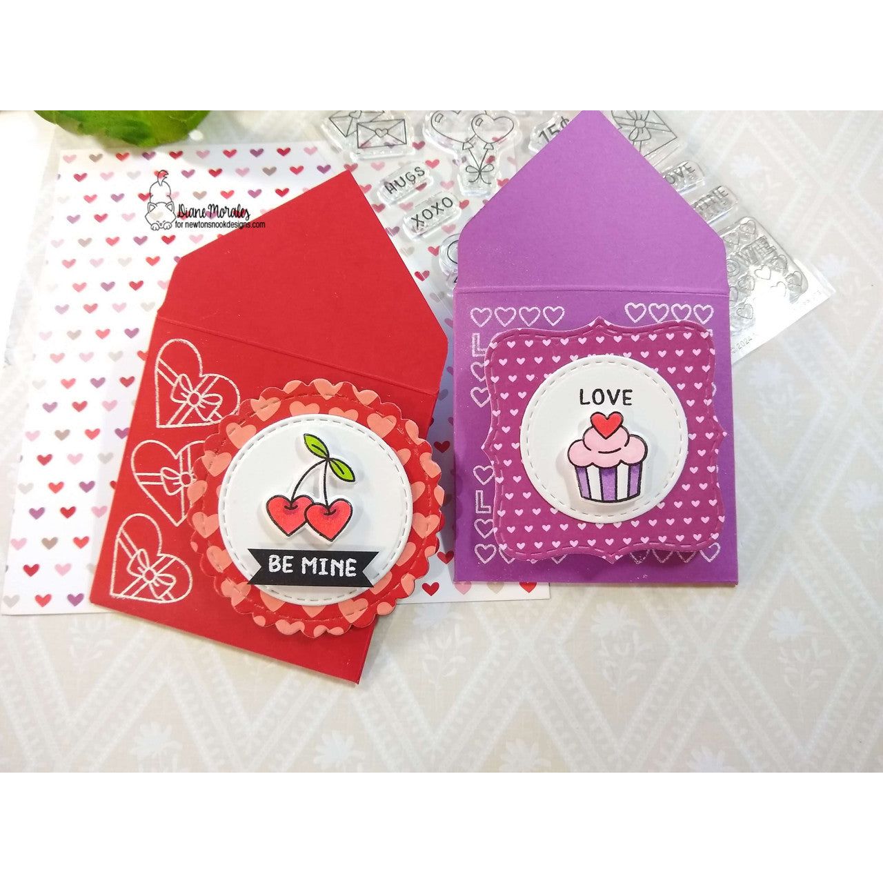 Newton's Nook Designs Valentine Postage Sampler Dies nn2412d03 envelopes