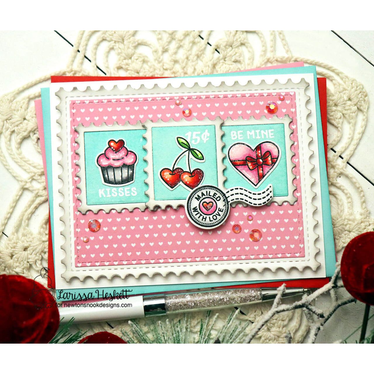 Newton's Nook Designs Valentine Postage Sampler Dies nn2412d03 hearts