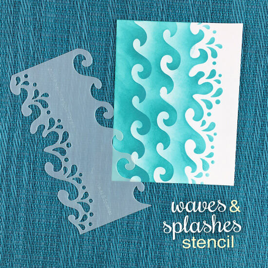 Newton's Nook Designs Waves and Splashes Stencil nn1907t03 blue waves