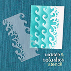 Newton's Nook Designs Waves and Splashes Stencil nn1907t03 blue waves