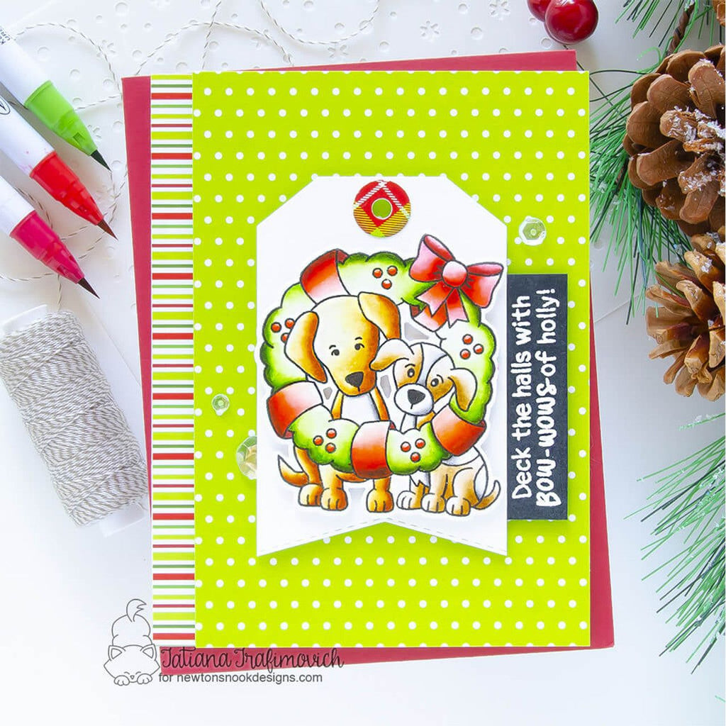 Newton's Nook Designs Wreath Pups Clear Stamps nn2210s02* pups