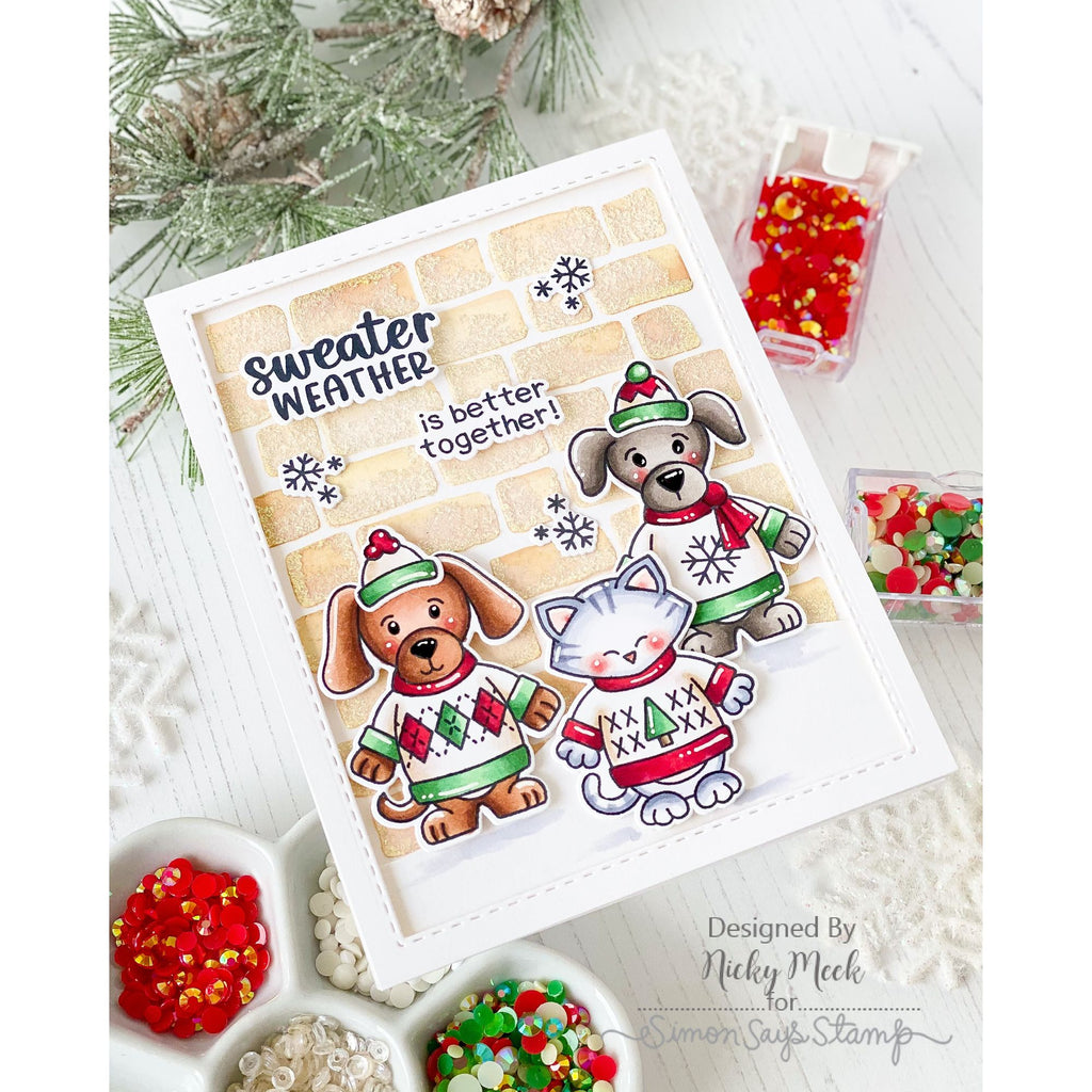 Newton's Nook Sweater Season STAMPtember Exclusive Stamps 3507ssc Critters in Cozy Sweaters Card Nicky Meek