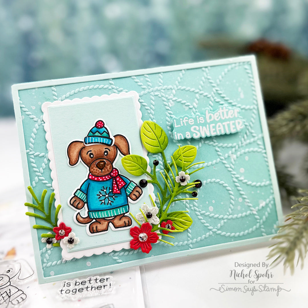 Newton's Nook Sweater Season STAMPtember Exclusive Stamps and Dies Critters in Sweaters Card Nichol Spohr | color-code:ALT04
