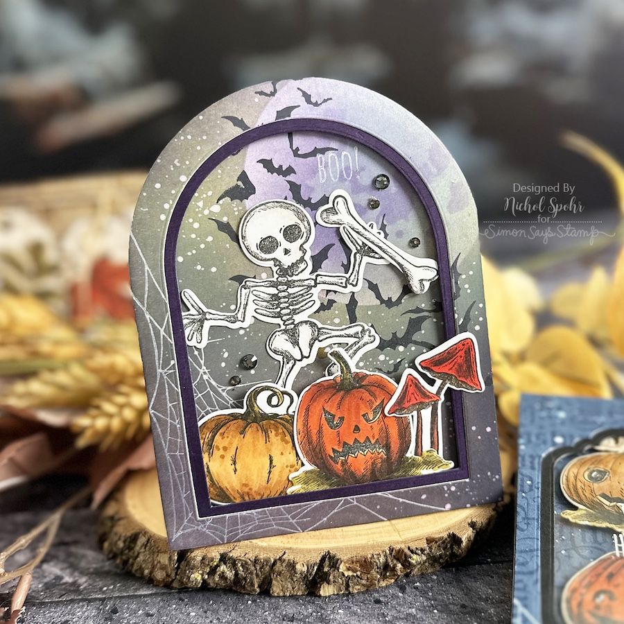 Tim Holtz Halloween Doodles Stamps with Simon Says Stamp Dies Bundle sethd25 Halloween Card | color-code:ALT06