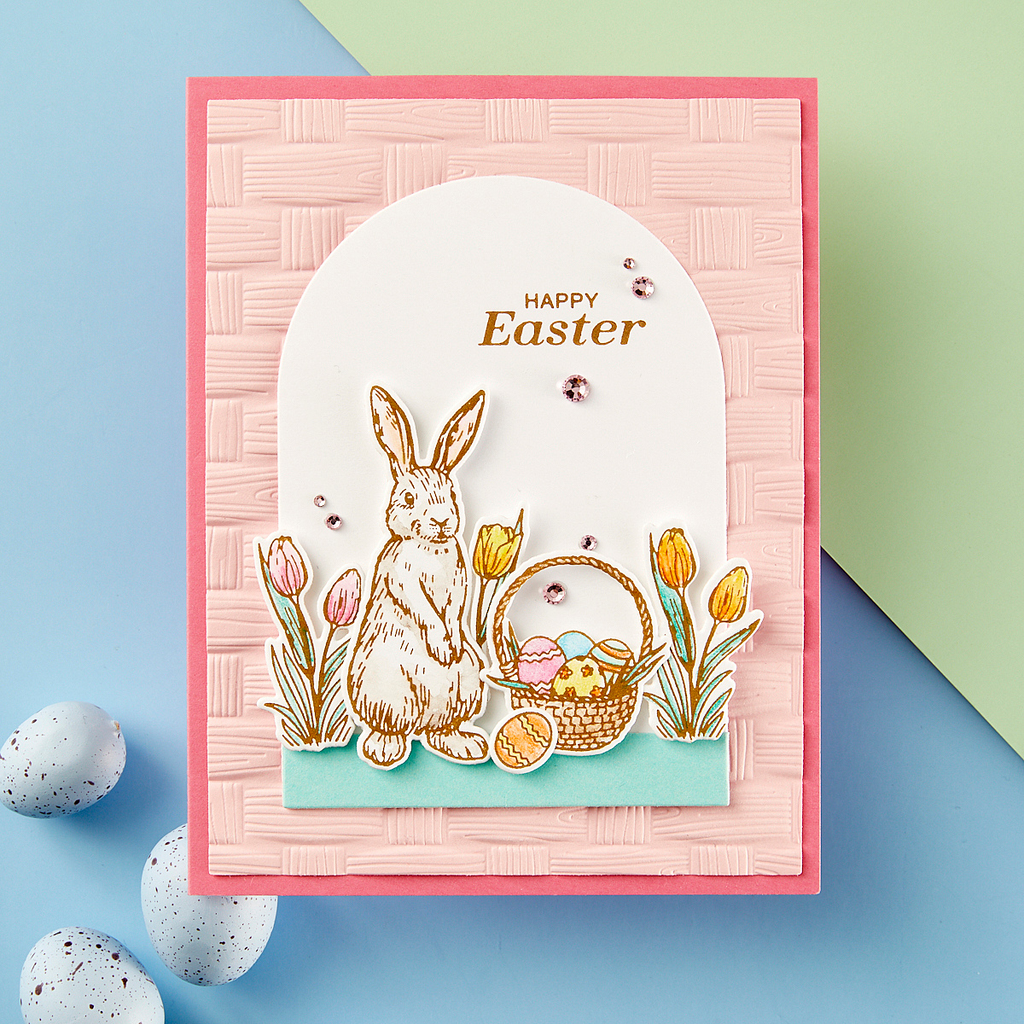 e3d-080 Spellbinders Woven 3D Embossing Folder hoppy easter