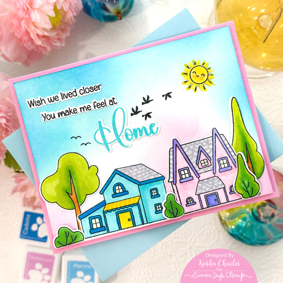 Simon Says Stamp No Place Like Home Wafer Dies 1277sdc Rain or Shine Miss You Card