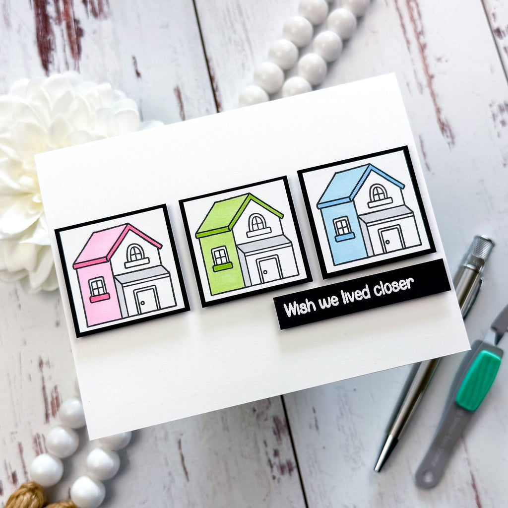 Simon Says Stamps and Dies No Place Like Home set949np Rain or Shine Miss You Card
