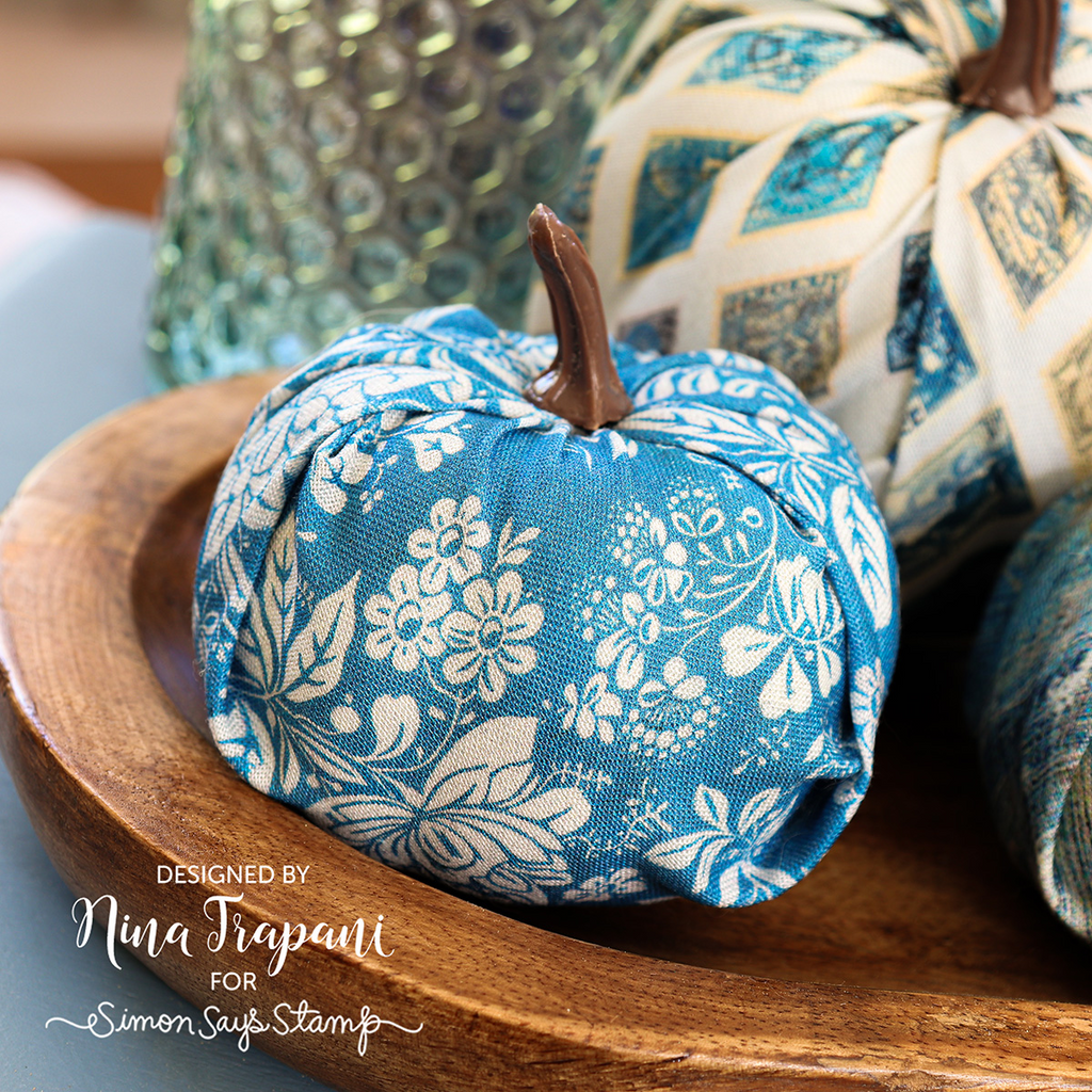 Tim Holtz Fabric By The Yard Blue Tapestry pwth287 Eclectic Elements Palette No-Sew Pumpkins | color-code:ALT01