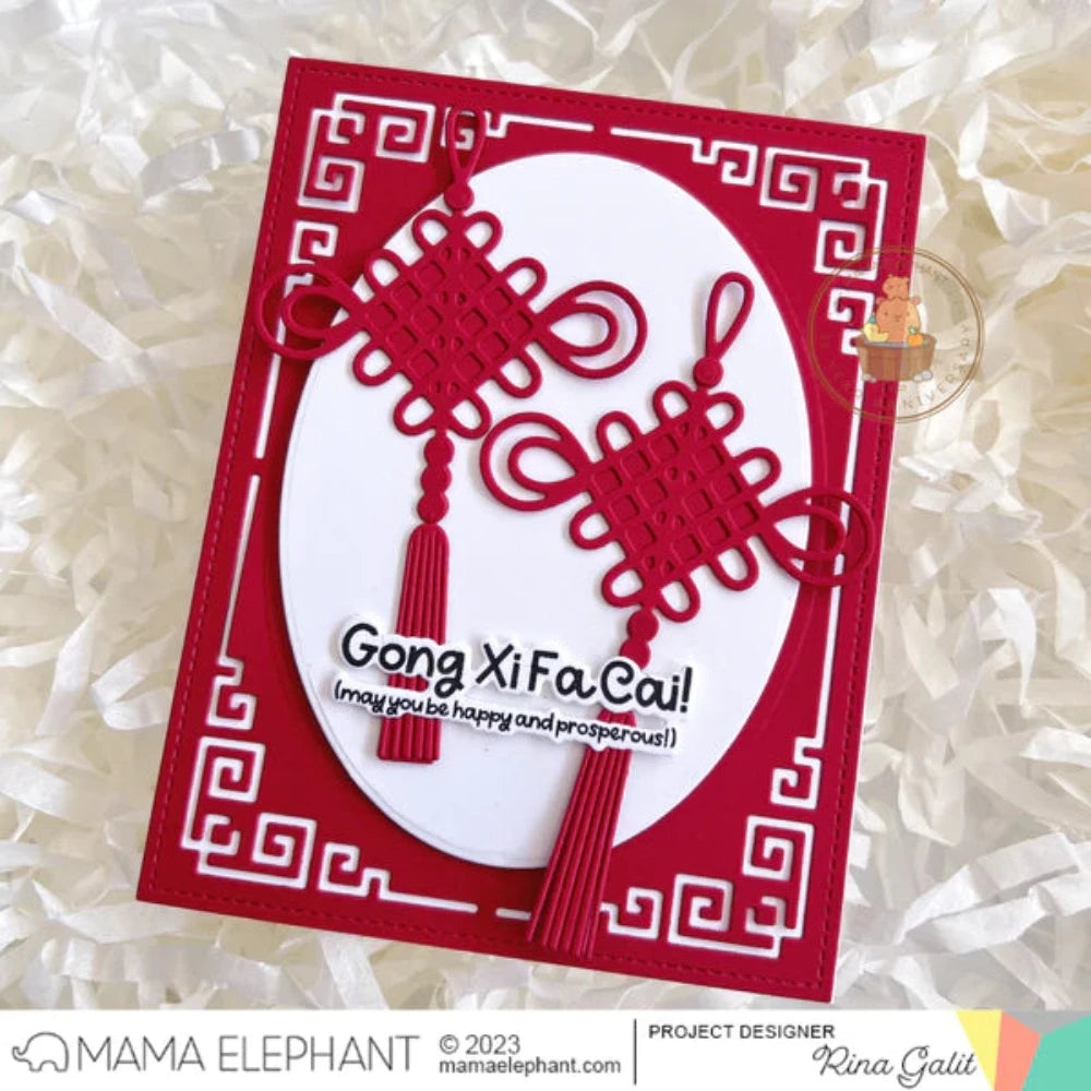 Mama Elephant Knot of Luck Creative Cuts Steel Dies color red