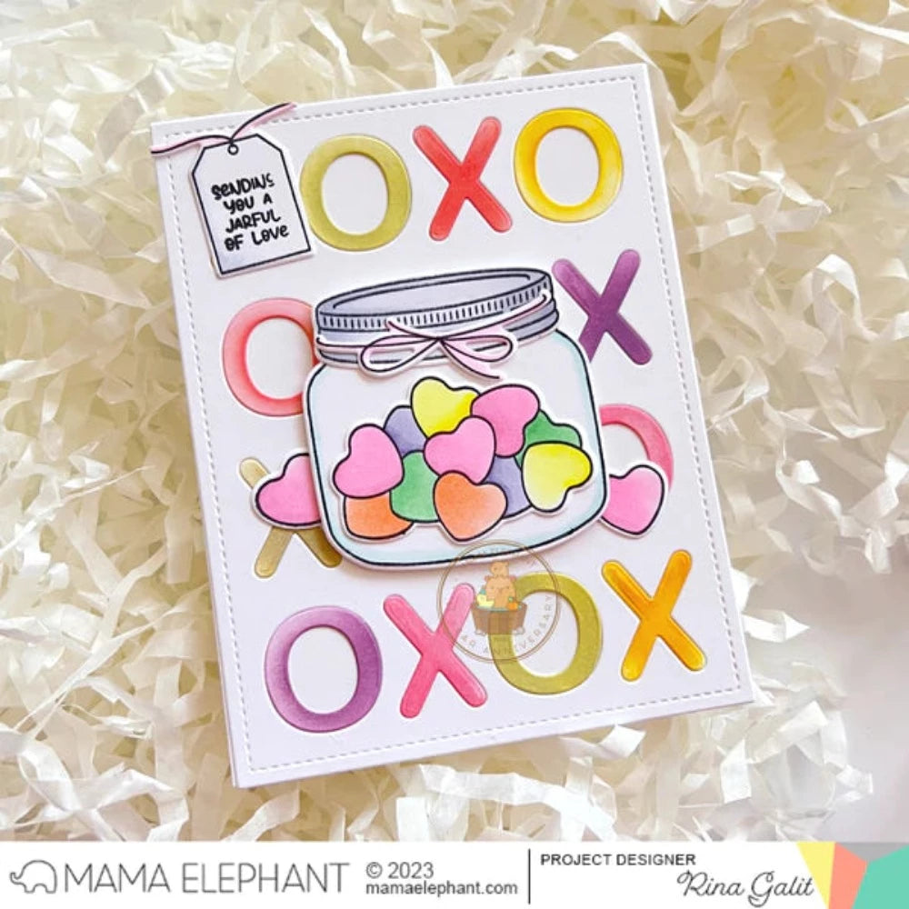 Mama Elephant XOXO Grid Cover Creative Cuts Steel Die a jarful of love