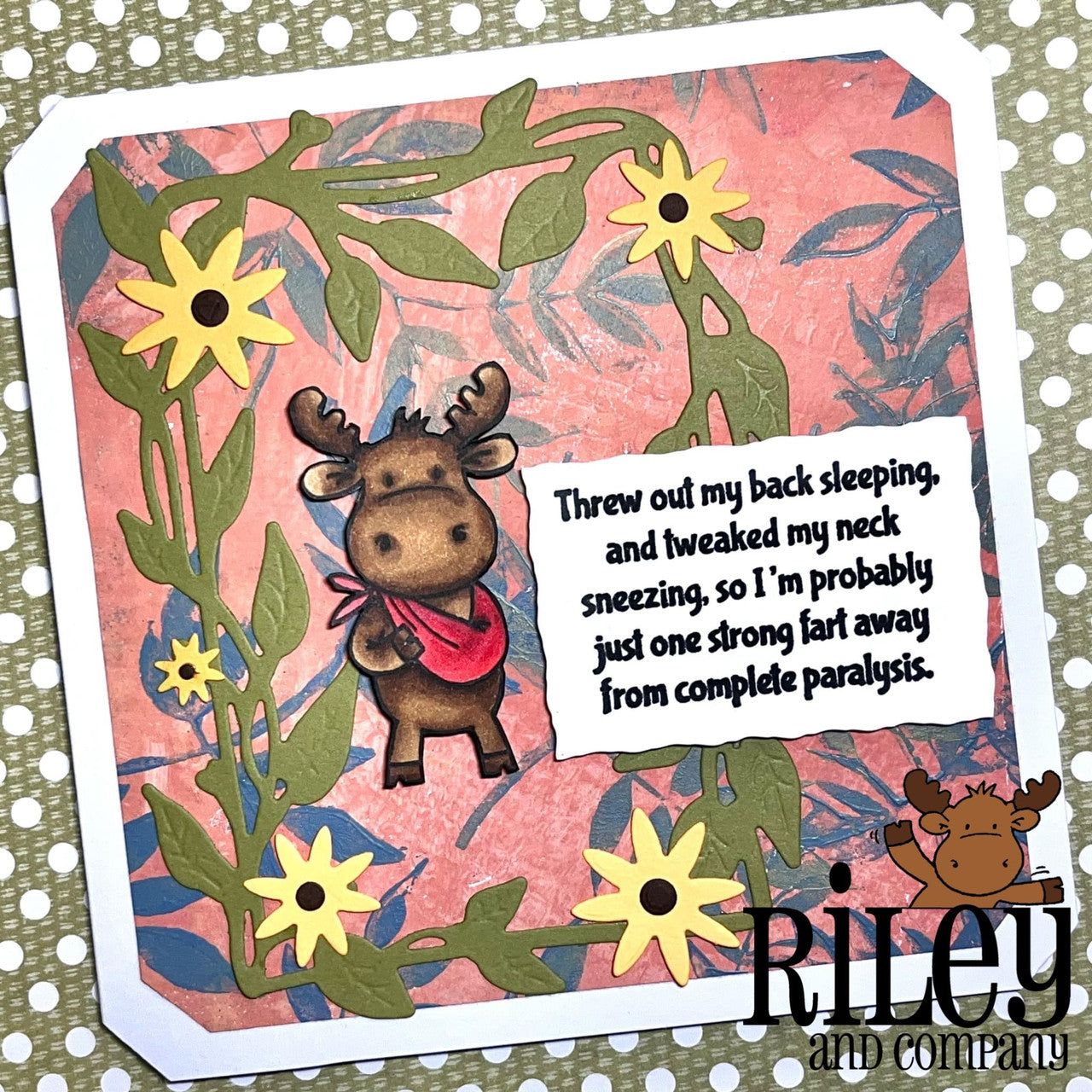 Riley And Company Funny Bones Complete Paralysis Cling Rubber Stamp rwd-1177 moose