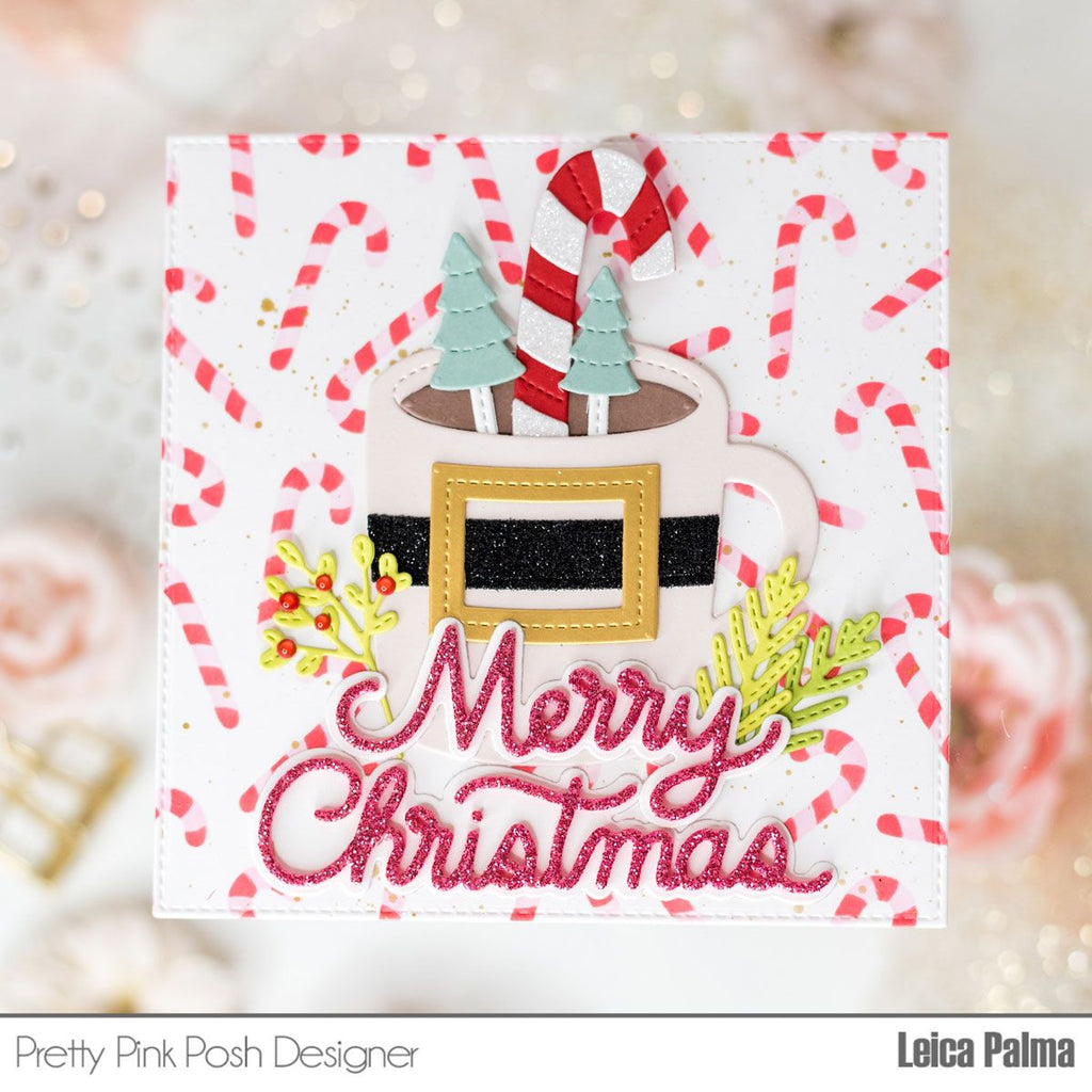 Pretty Pink Posh Layered Candy Cane Stencils merry christmas