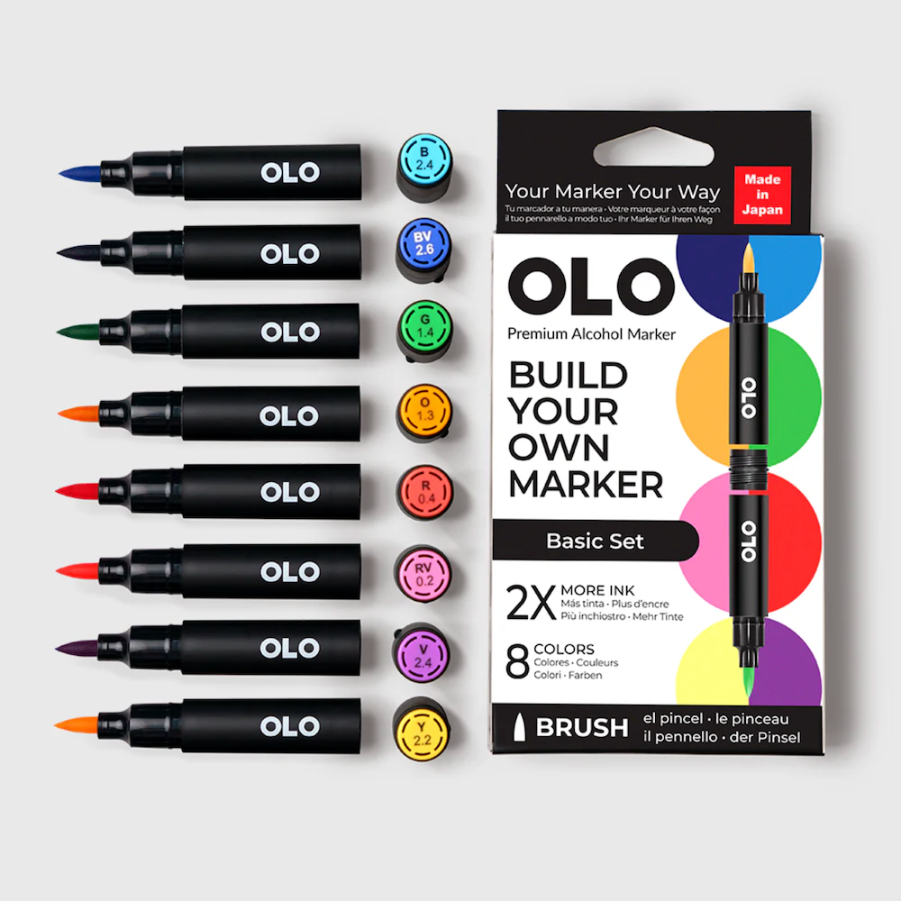OLO Basic Brush 8 Piece Marker Set