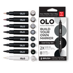 OLO Cool Gray Brush 8 Piece Marker Set
