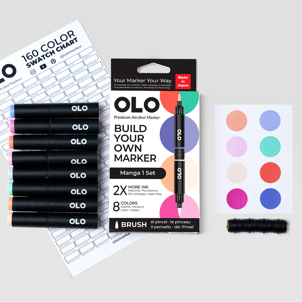 OLO Manga 1 Brush 8 Piece Marker Set