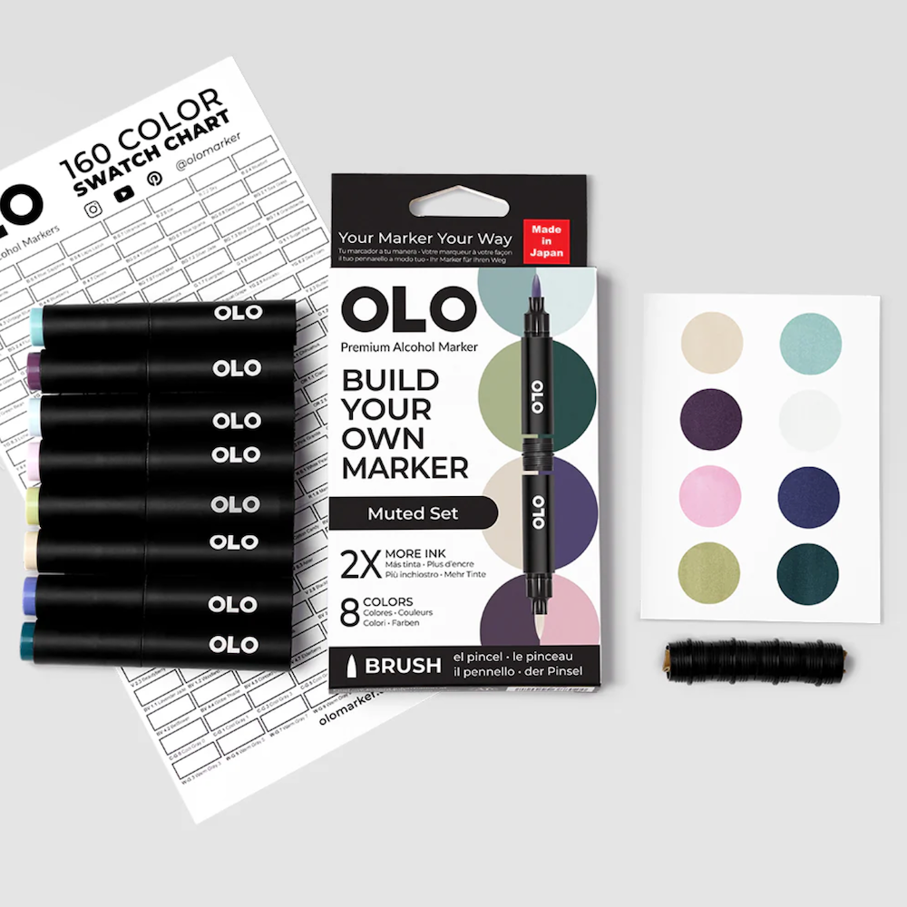 OLO Muted Brush 8 Piece Marker Set