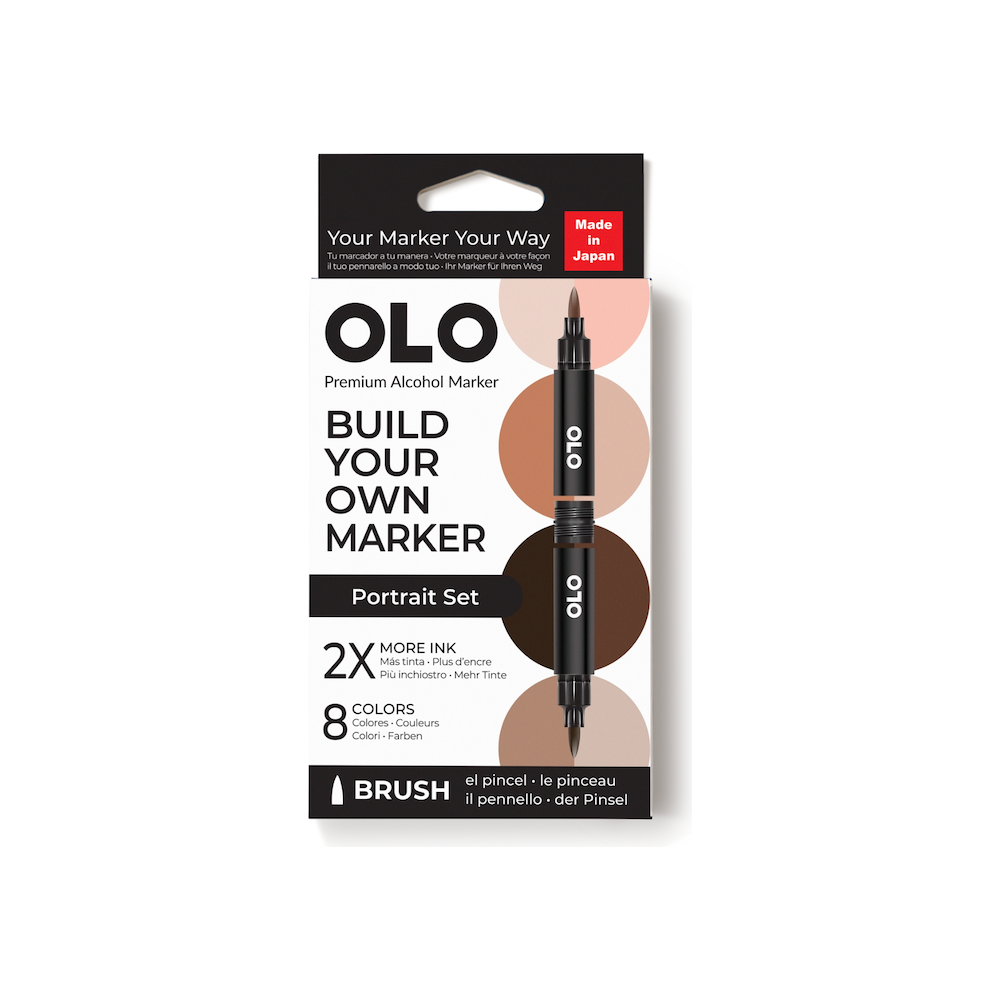 OLO Portrait Brush 8 Piece Marker Set package