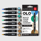 OLO Sea & Sky Brush 8 Piece Marker Set