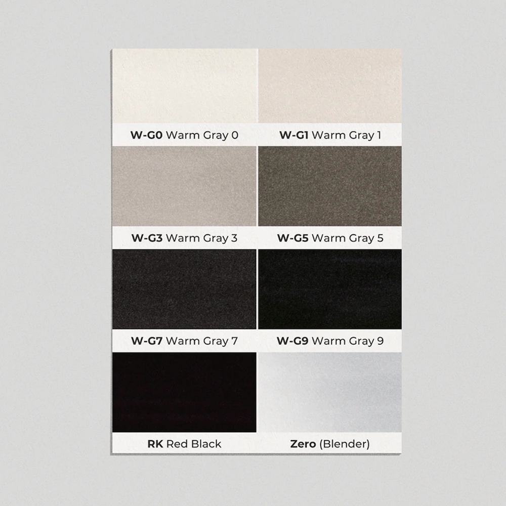 OLO Warm Gray Brush 8 Piece Marker Set colors