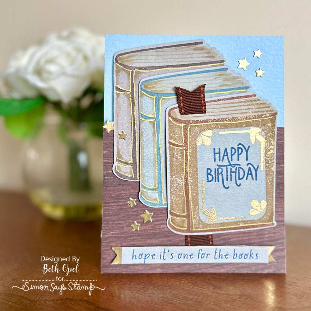 Simon Says Stamps and Dies One for the Books set928ob Favorite Things Birthday Card