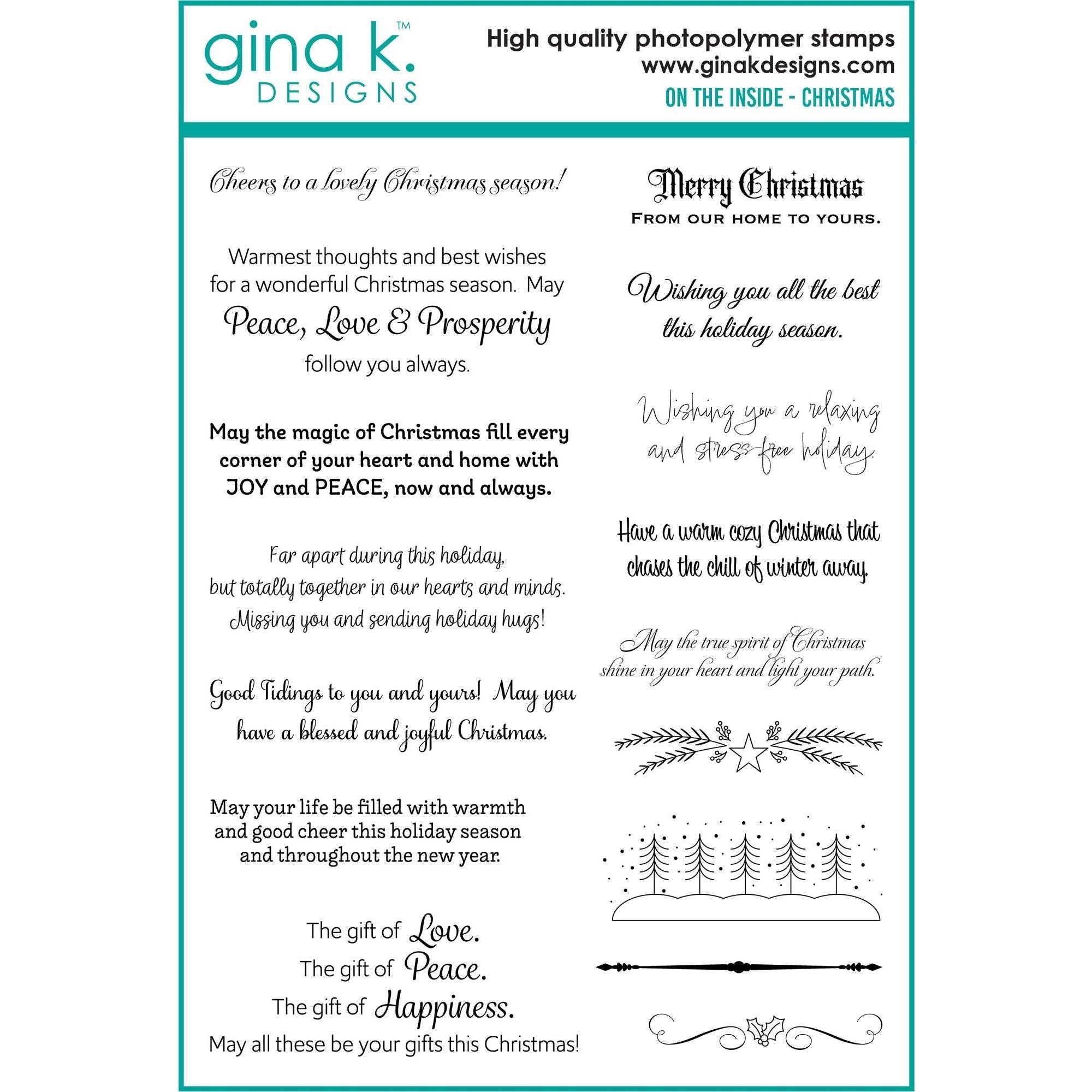 Gina K Designs On the Inside Christmas Clear Stamps dw20