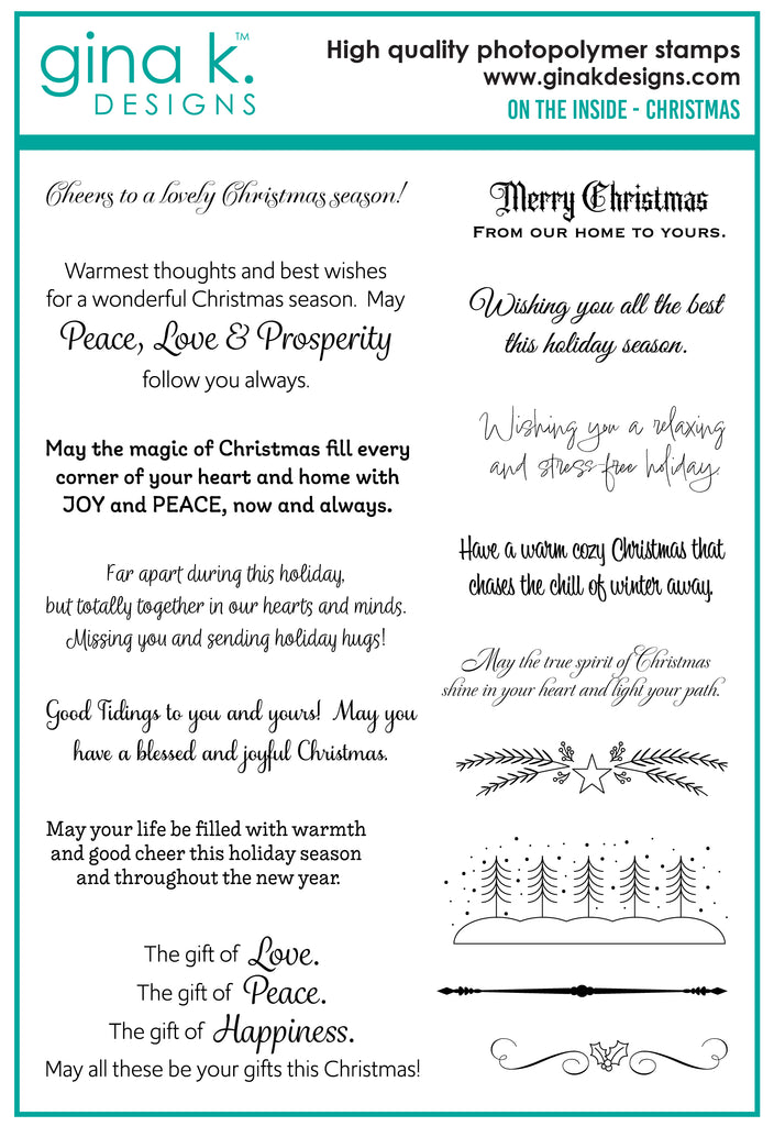 Gina K Designs On the Inside Christmas Clear Stamps dw20