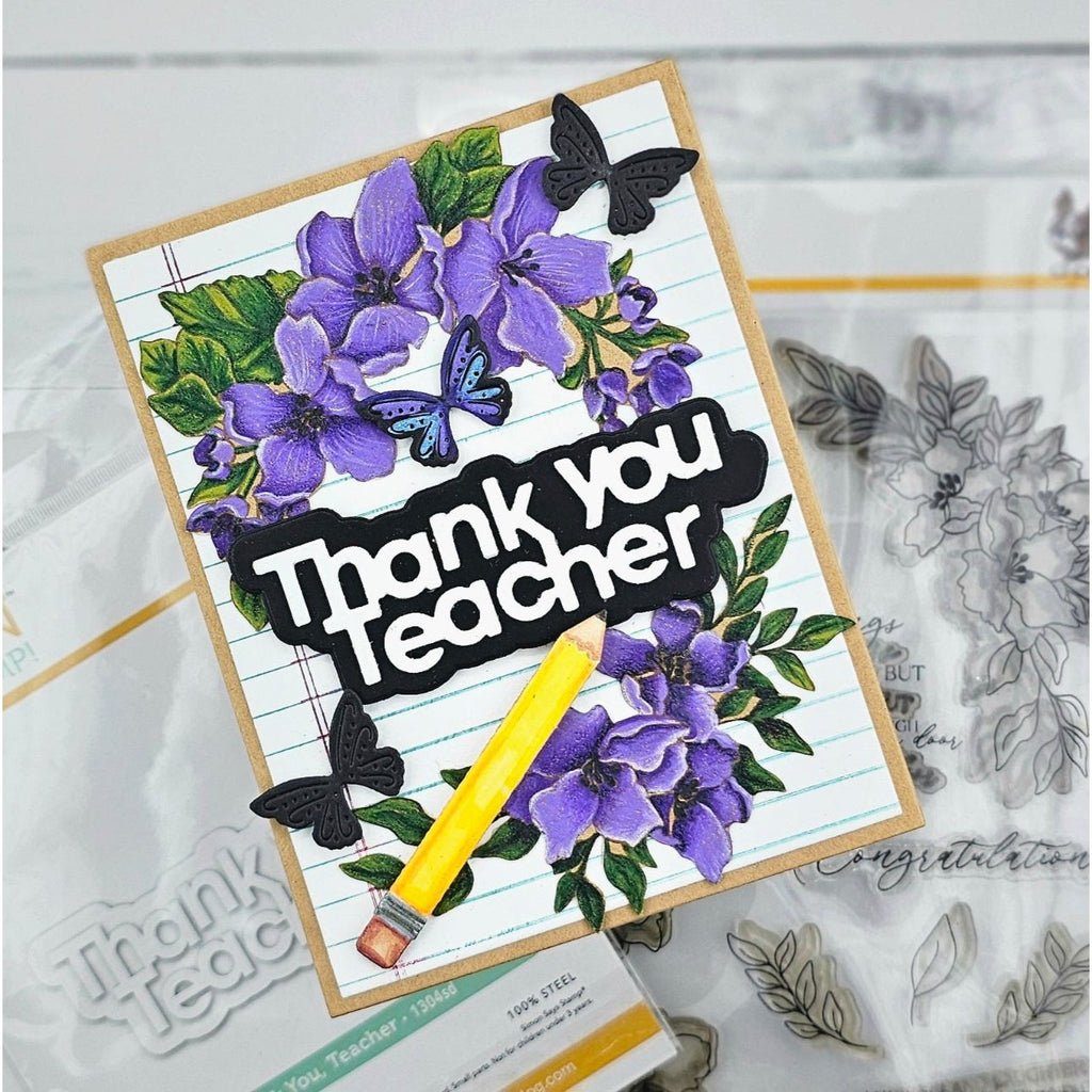 Simon Says Stamp Orange Blossom Blessings Wafer Dies 1328sdc Moments in Time Teacher Card