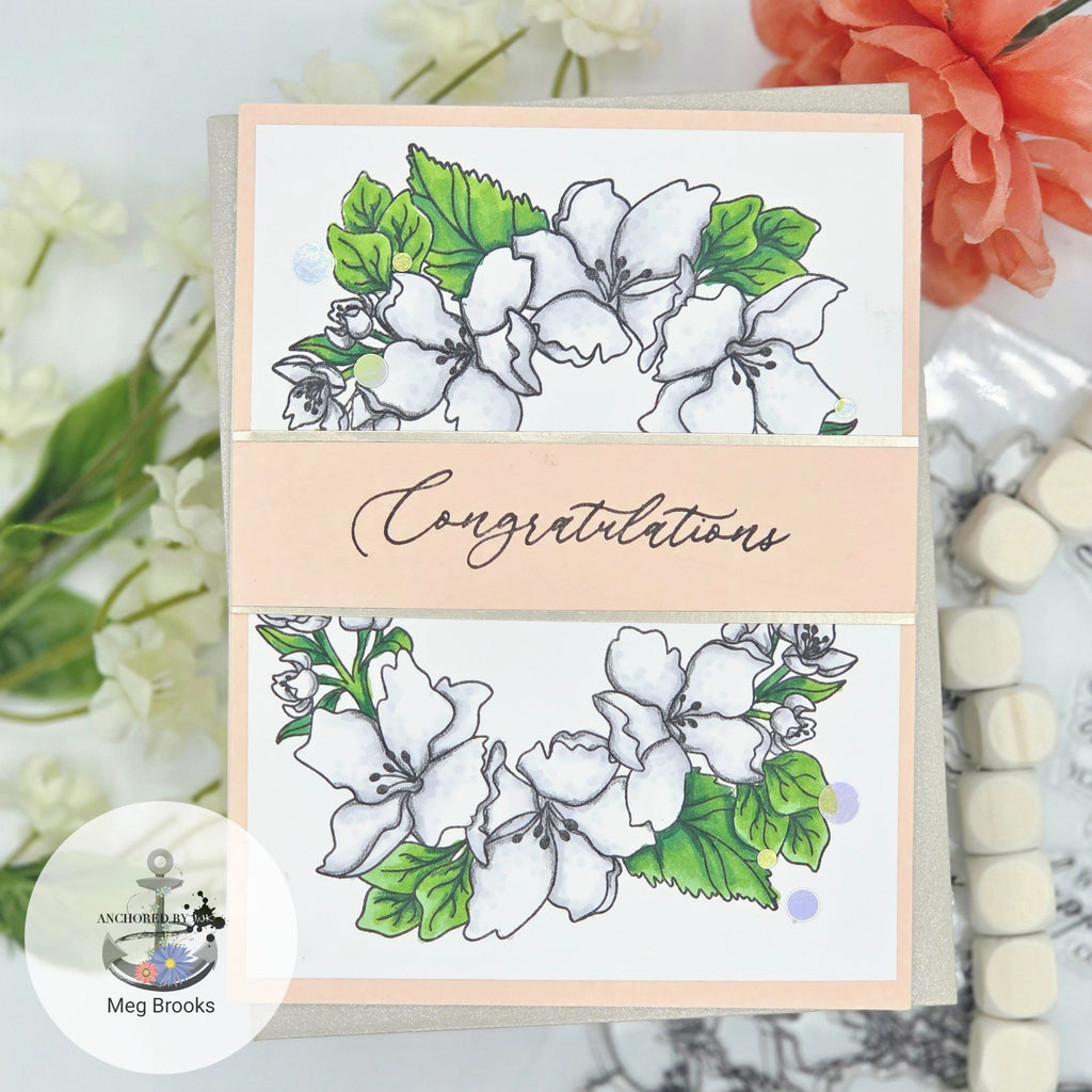 Simon Says Clear Stamps Orange Blossom Blessings 2225ssc Moments in Time Congratulations Card
