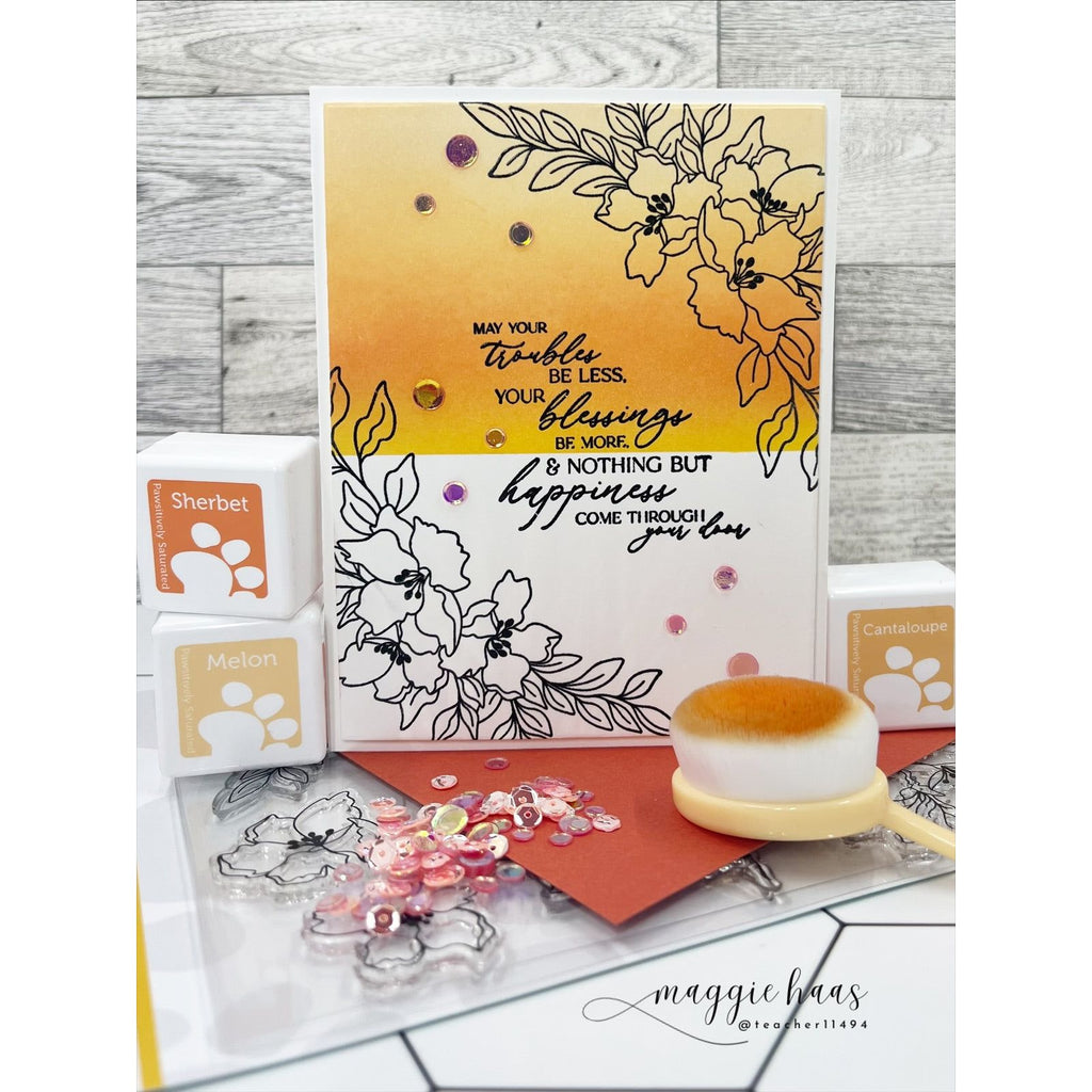 Simon Says Clear Stamps Orange Blossom Blessings 2225ssc Moments in Time Happiness Card