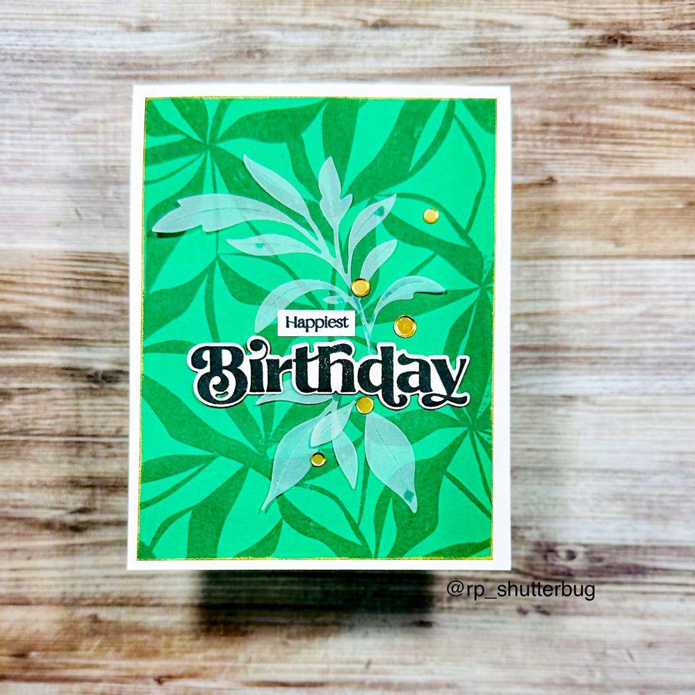 Simon Says Clear Stamp Organic Leaves 1047ms Celebrate Birthday Card