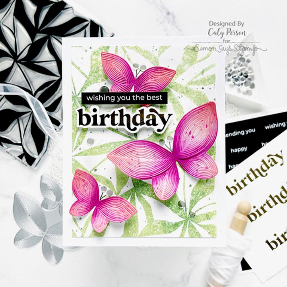 Simon Says Clear Stamp Organic Leaves 1047ms Celebrate  Birthday Card | color-code:ALT08