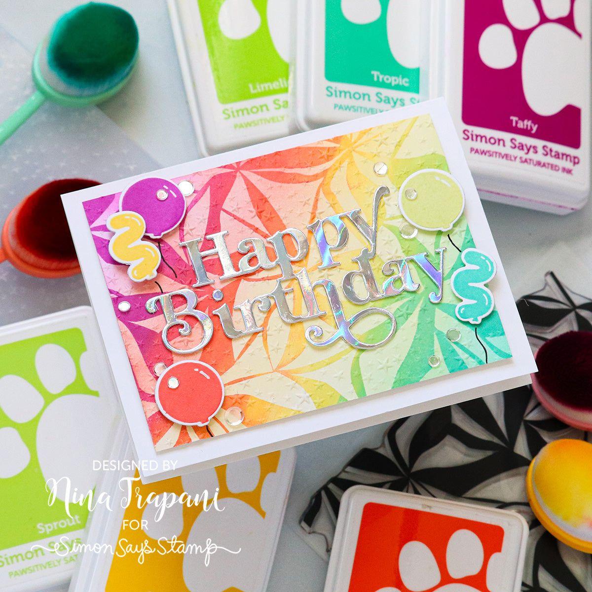 Simon Says Clear Stamp Organic Leaves 1047ms Celebrate Birthday Card
