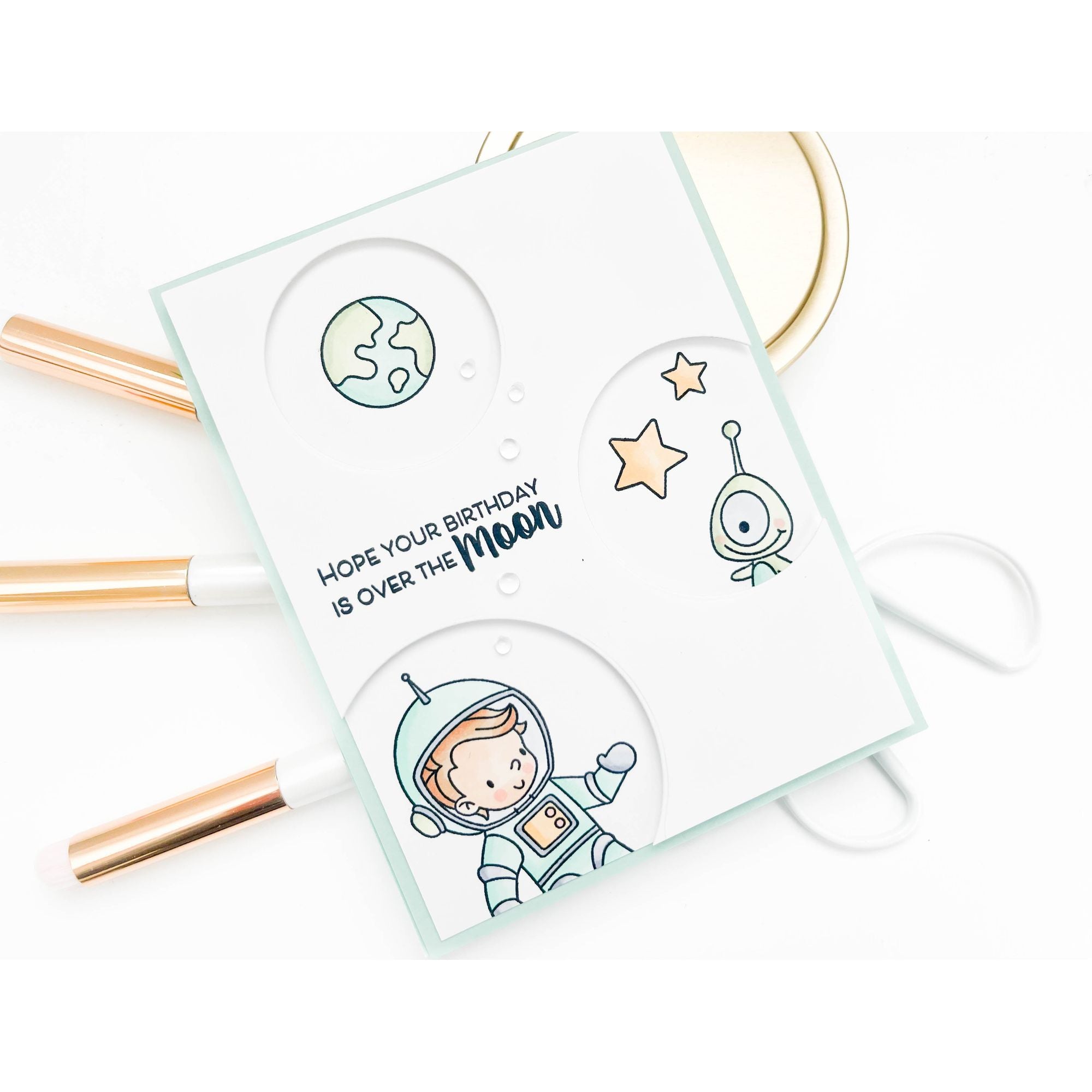 Simon Says Clear Stamps Out of This World 3262ssc Happy Camper Birthday Card