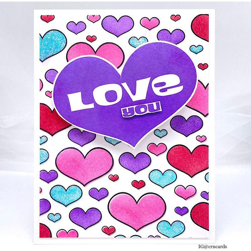Simon Says Stamp Outline Hearts Stencils and Background Stamp set909oh Love Card 