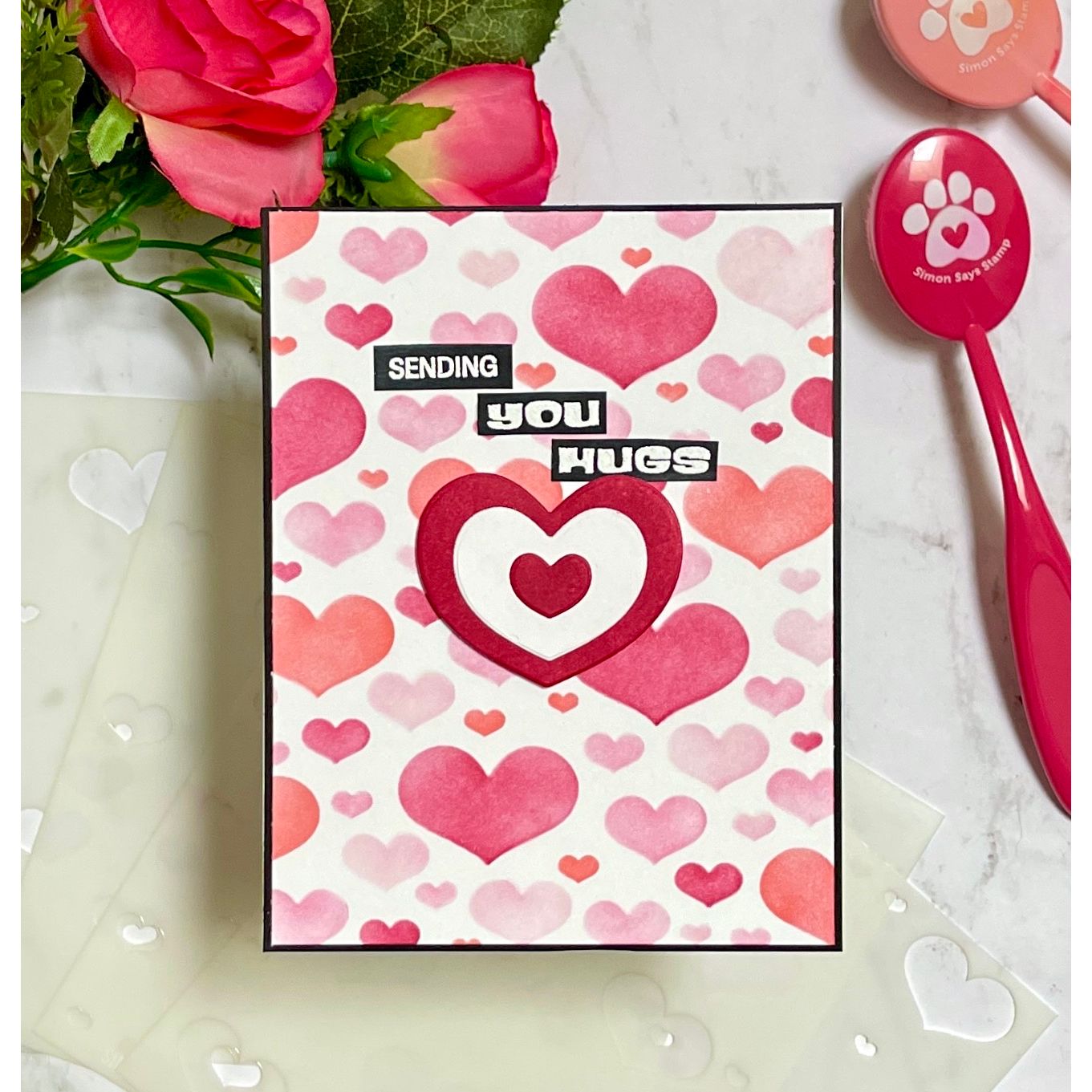 Simon Says Stamp Set of 4 Stencils Outline Hearts 1066stc To Love Love Card | color-code:ALT02