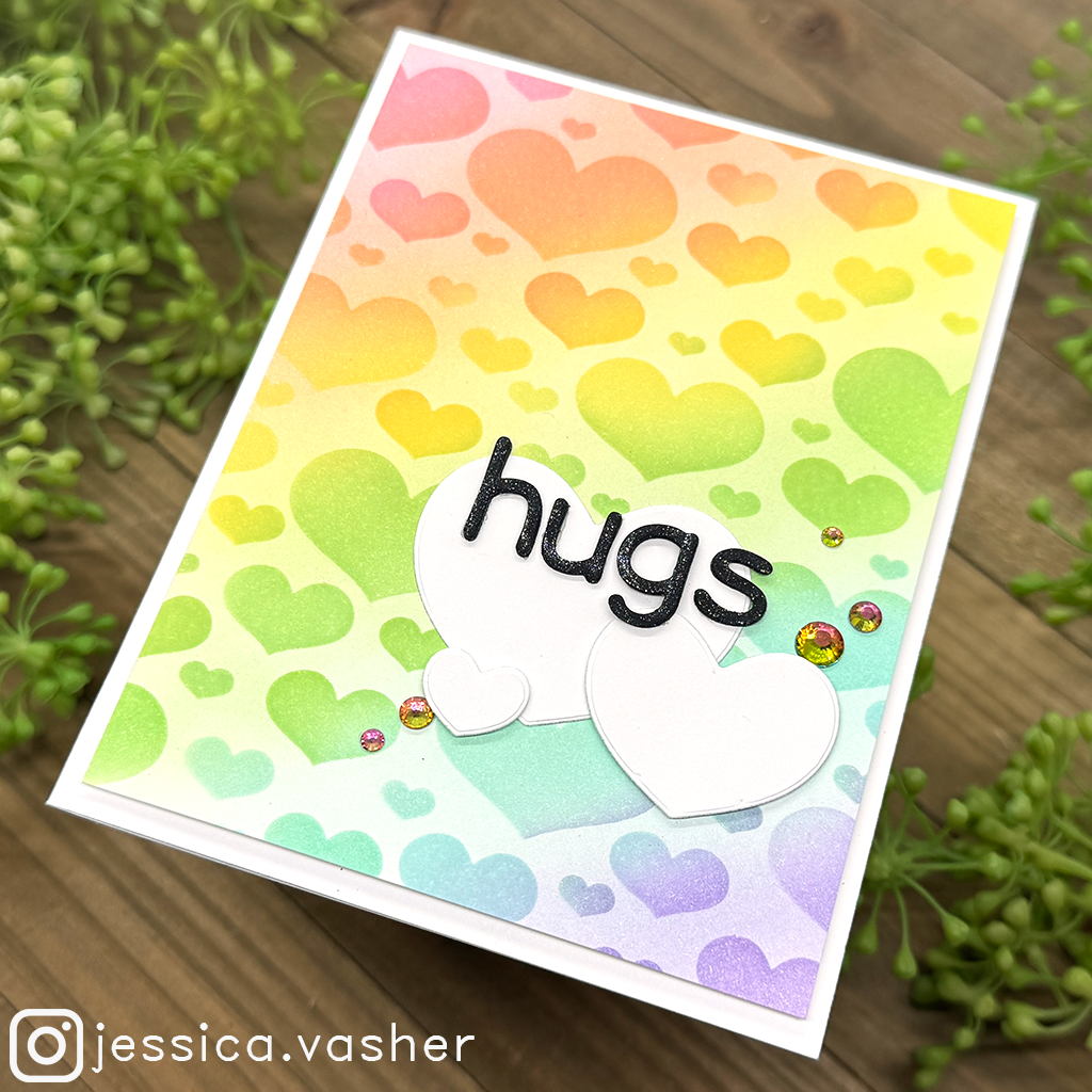 Simon Says Stamp Set of 4 Stencils Outline Hearts 1066stc To Love Hugs Card