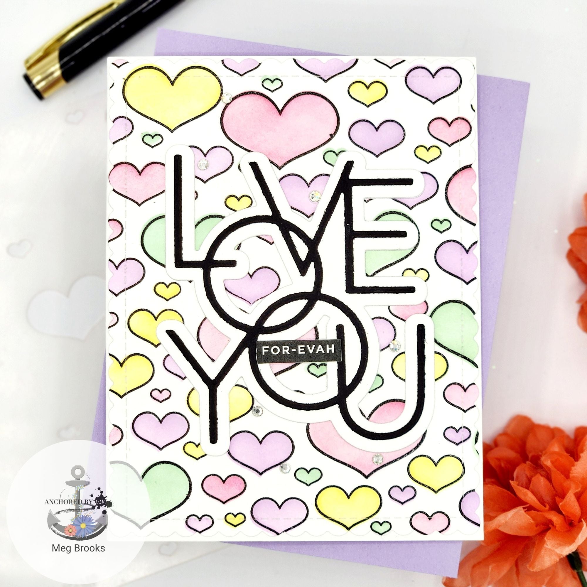 Simon Says Stamp Set of 4 Stencils Outline Hearts 1066stc To Love Love Card