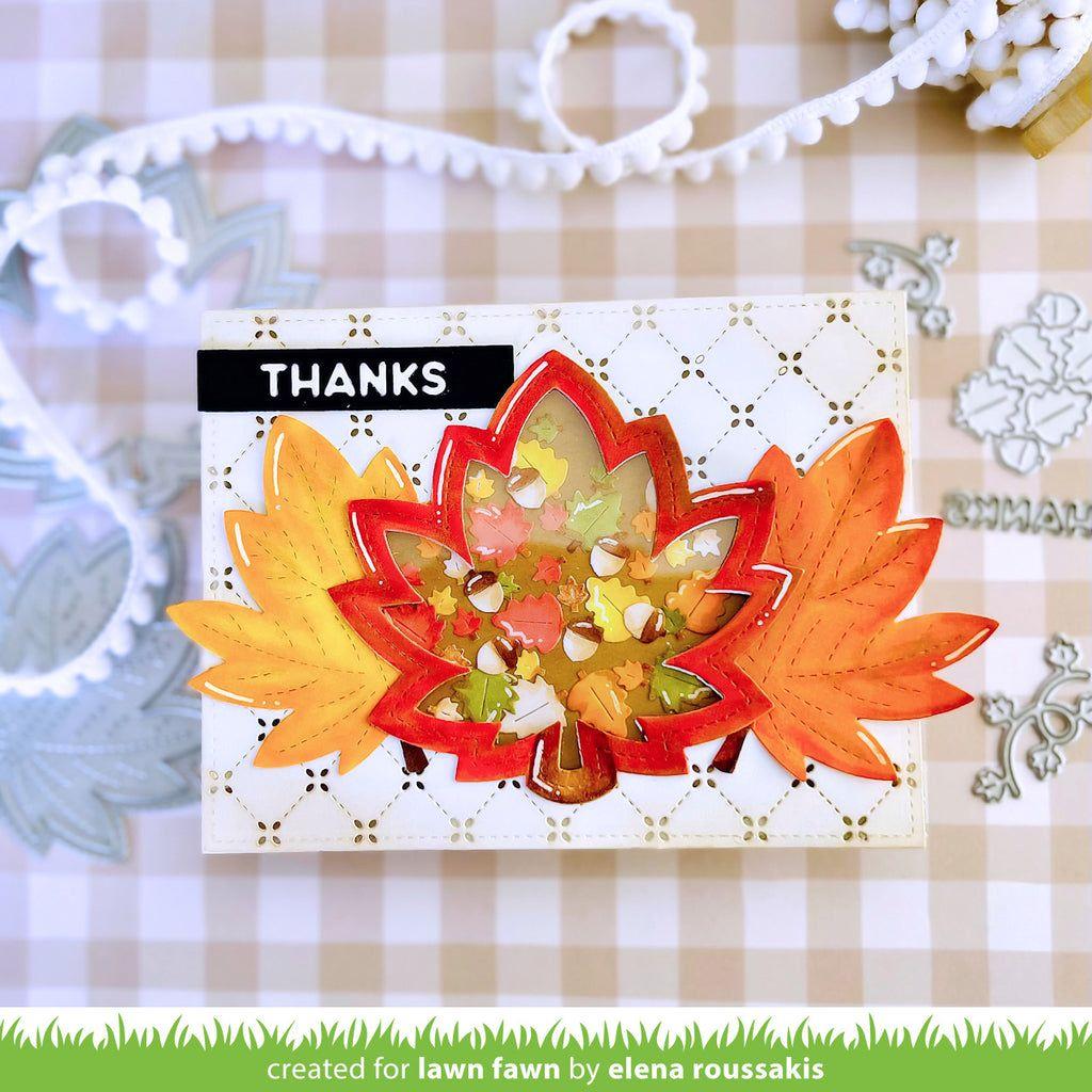 Lawn Fawn Stitched Maple Leaf Frame Dies lf3249 thanks