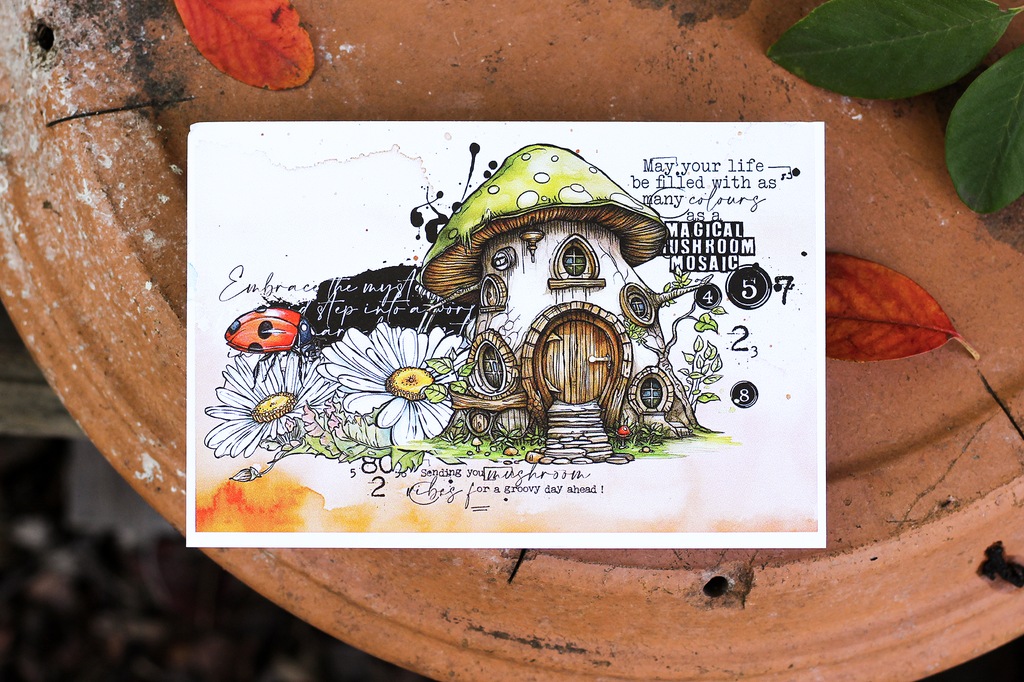 AALL & Create Mystical Meadows A7 Clear Stamps 1080 mushroom house